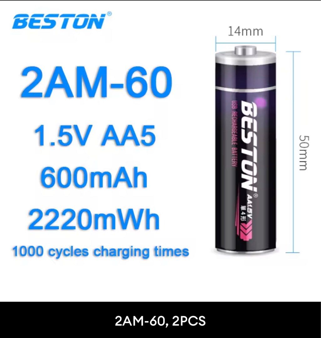AA/AAA Battery | Rechargeable Lithium Li Ion Battery Cell with Micro ...
