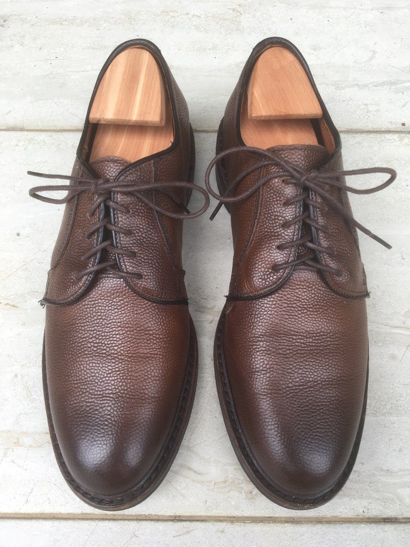 Allen Edmonds Leeds 2.0 Plain Toe Blucher Premium Full Grain Brown Pebble Leather US9D Dainite Sole