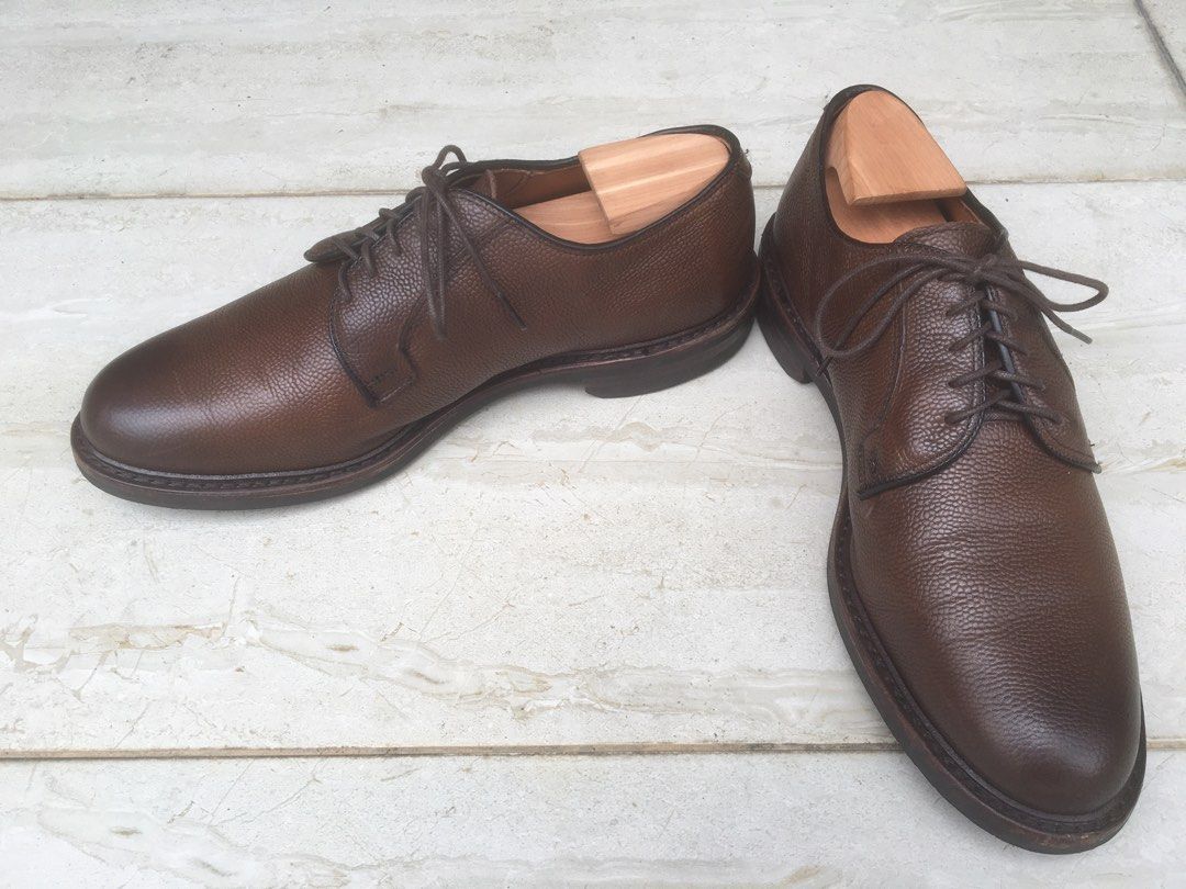 Allen Edmonds Leeds 2.0 Plain Toe Blucher Premium Full Grain Brown Pebble Leather US9D Dainite Sole