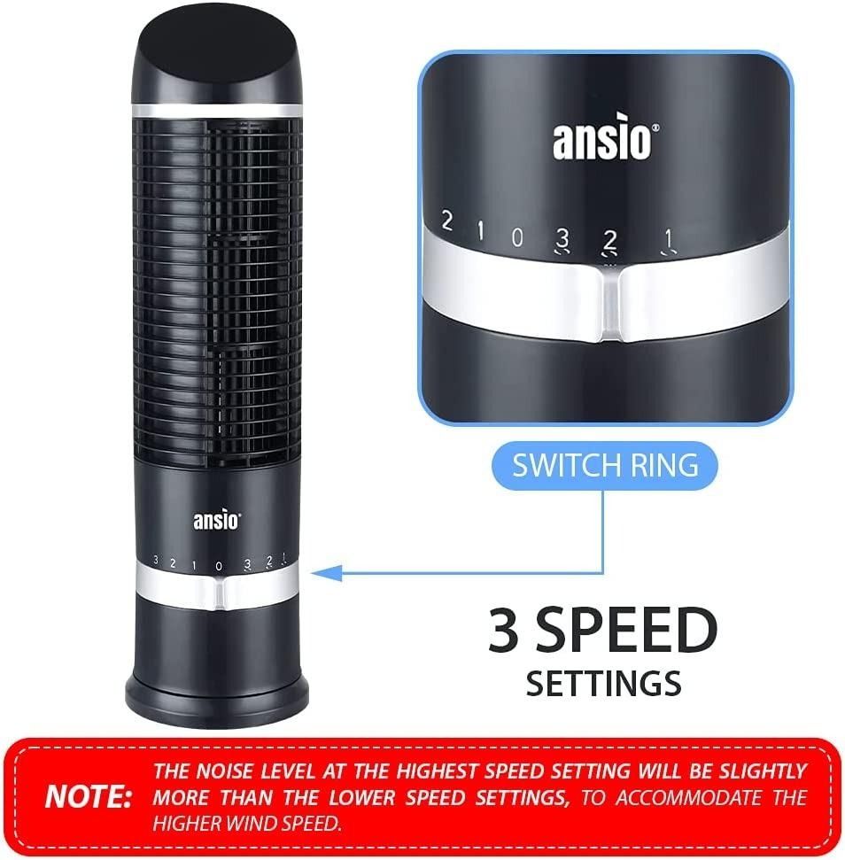 ANSIO Desktop Mini Tower fan, 16 inch Oscillating Fan with 3 Speed