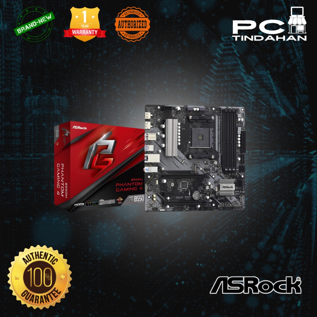 ASRock B550M Phantom Gaming 4 AM4 AMD B550 SATA 6Gb/s Micro ATX AMD ...