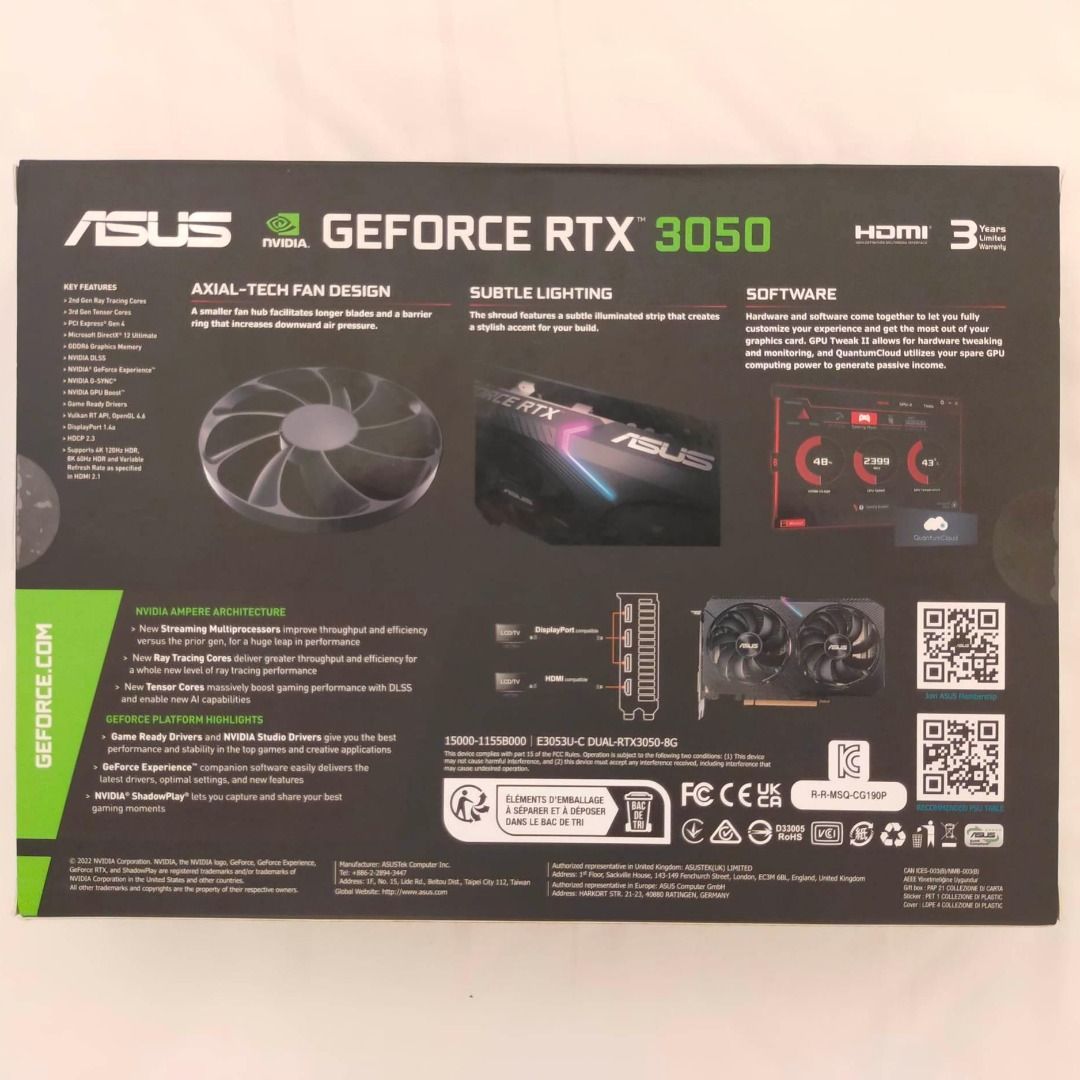 ASUS Dual GeForce RTX 3050 8GB GDDR6, Computers  Tech, Parts   Accessories, Computer Parts on Carousell