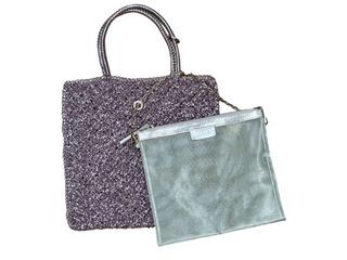 AUTHENTIC ANTEPRIMA STANDARD IRIDESCENT LIGHT PINK WIRE BAG / TOTE WITH MESH POCHETTE / INSERT