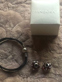 Authentic  Pandora Multi Strand Bracelet and Murano Charms