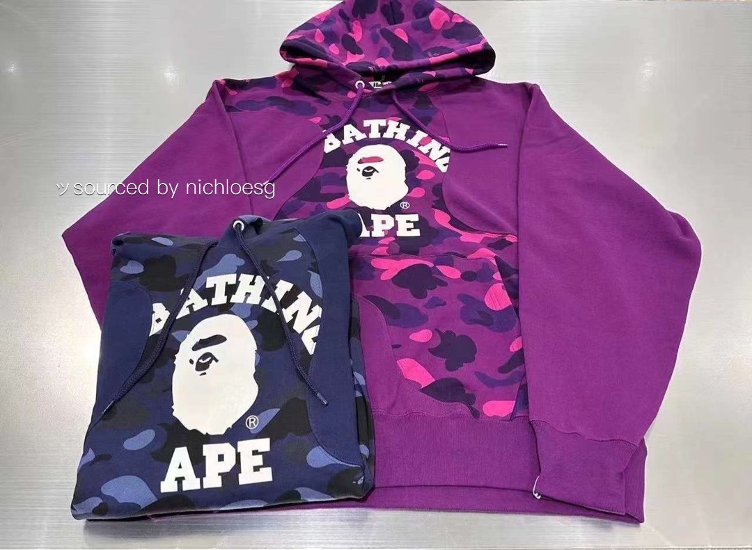BAPE COLOR CAMO COLLEGE CUTTING RELAXED FIT HOODIE, Men's Fashion