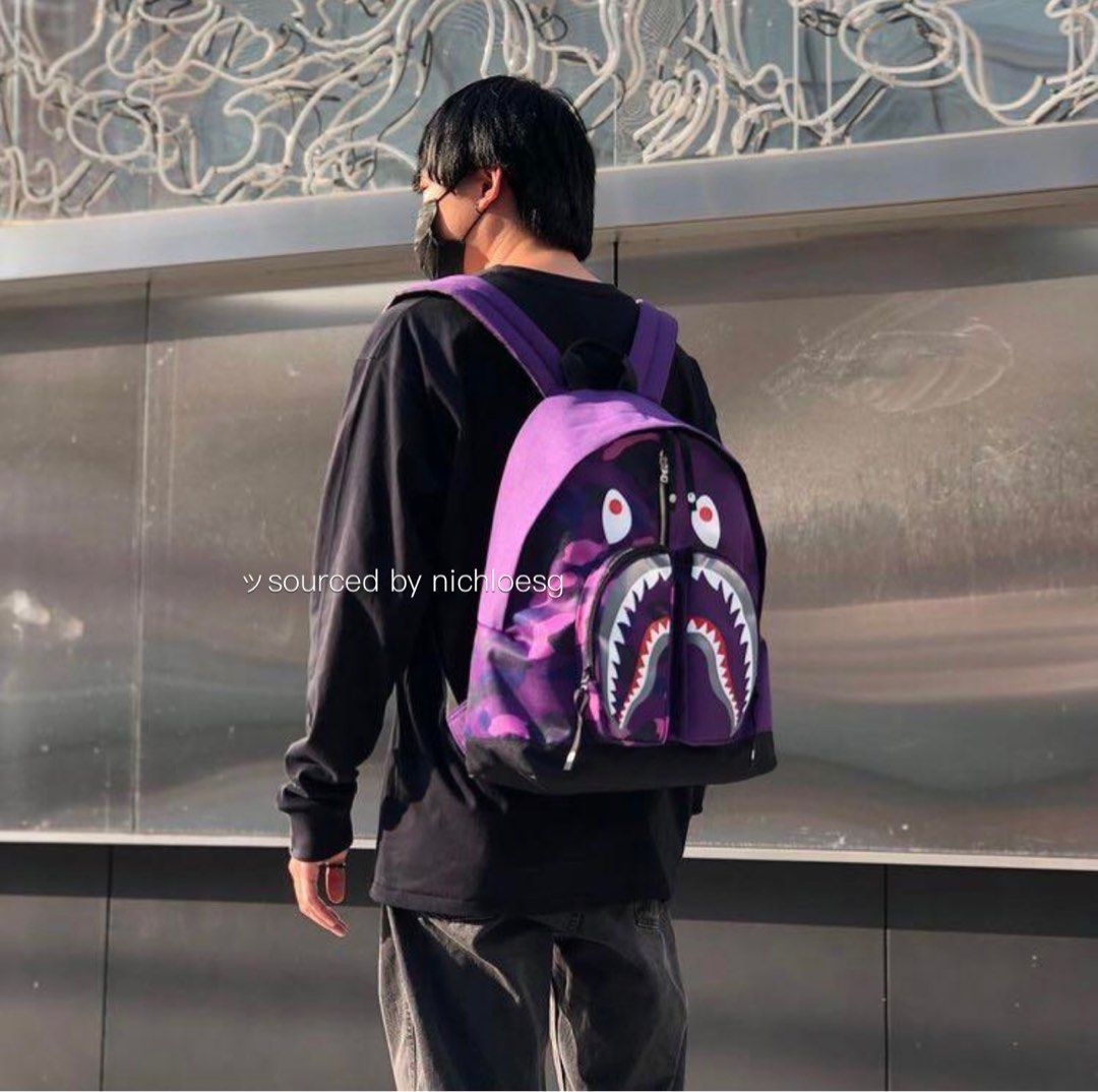 BAPE Color Camo Shark Day Backpack Purple