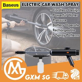Baseus Dual Power Cordless Electric Car Wash Sprayer Hose Spray Nozzle Gun Set Car Foam Wash Strong Water Pressure 5 Spray Mode Car Cleaning Washing Kit Set