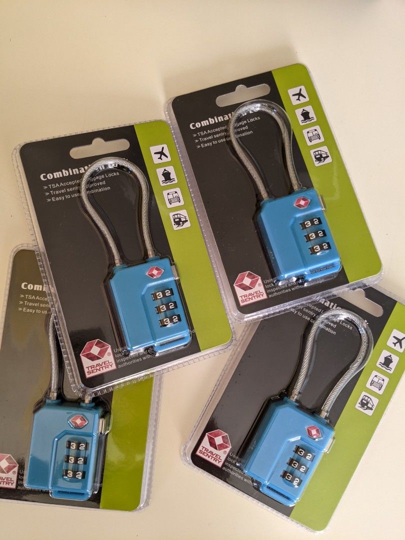 Blue TSA combination lock for luggage and bags, USA travel sentry