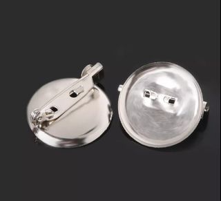 Brooch base pins, round, 20mm- 50pcs