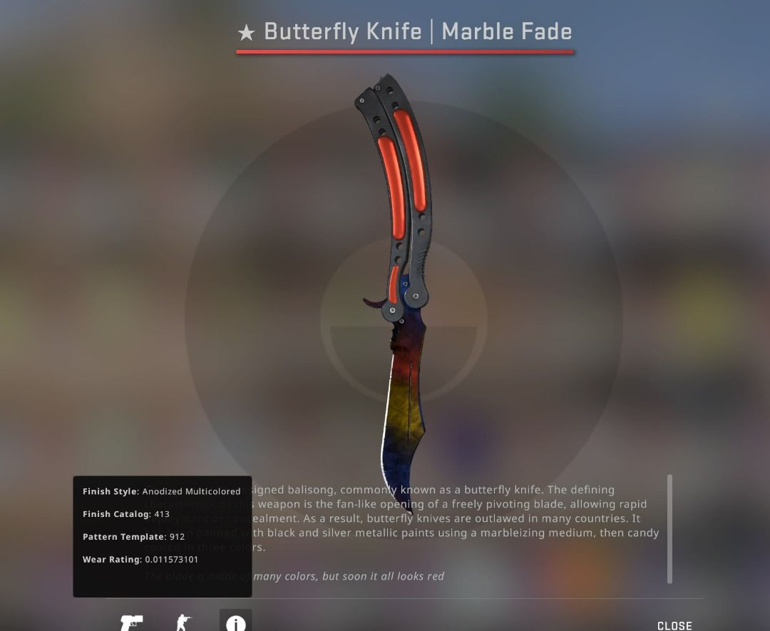 Butterfly Knife Marble Fade CSGO SKINS KNIVES (FN) 2300, Video Gaming