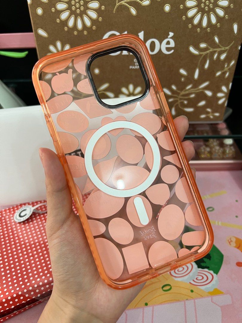 CASETiFY Fruit Stickers Magsafe Impact Case in Sheer Peach for iPhone