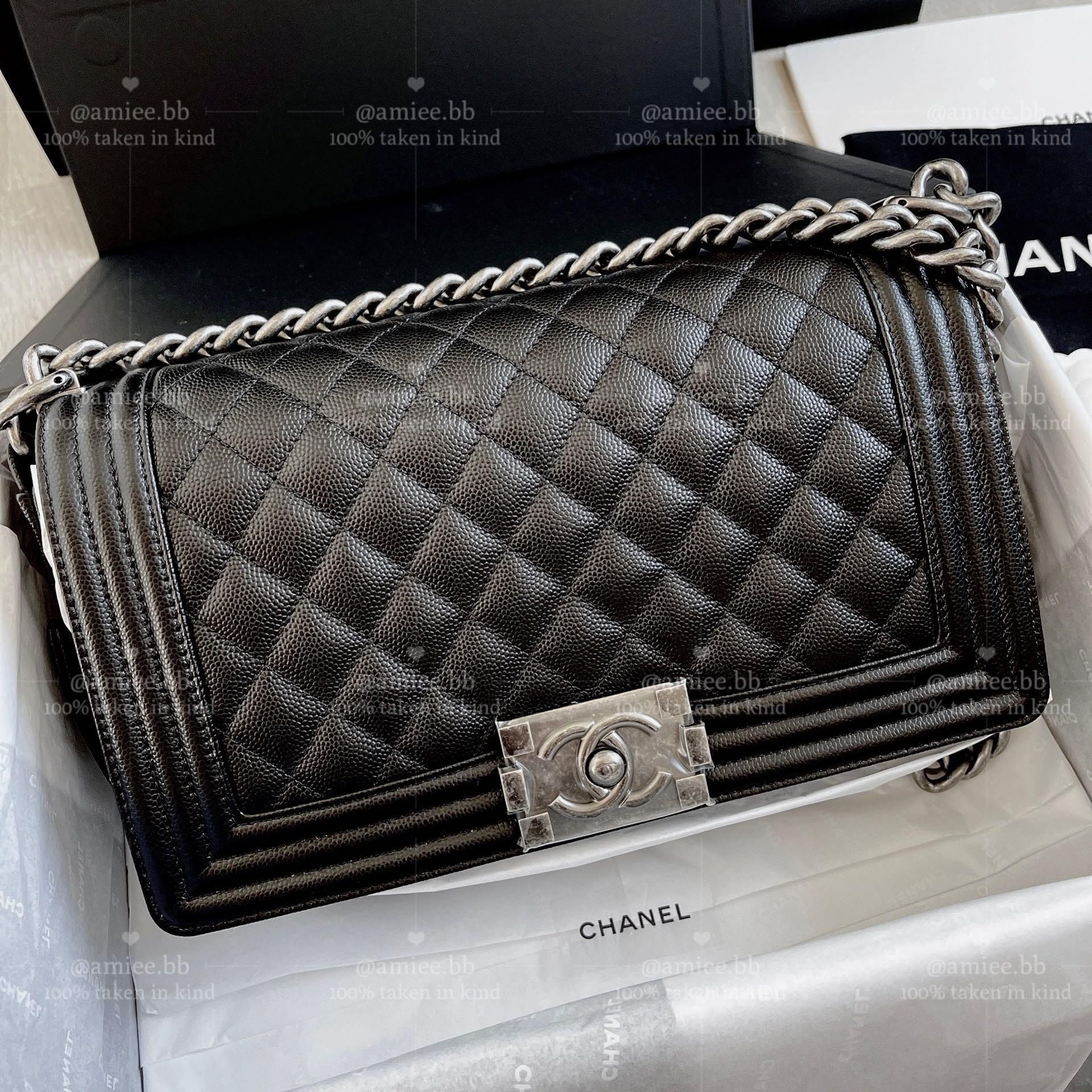 Chanel Boy 25 Medium Caviar Black with Ruthenium HW (Jan 2023 Receipt)