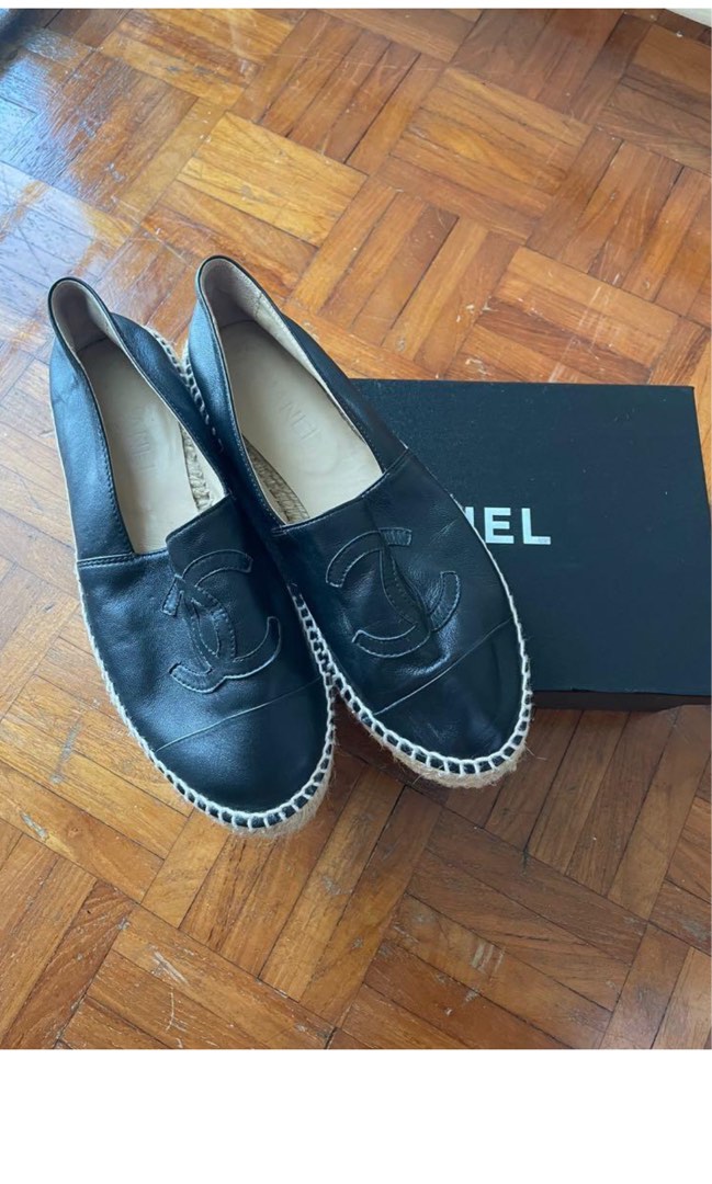 Chanel 19S Espadrilles, Blue & Black Leather