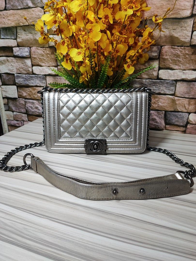 Chanel le boy best sale silver