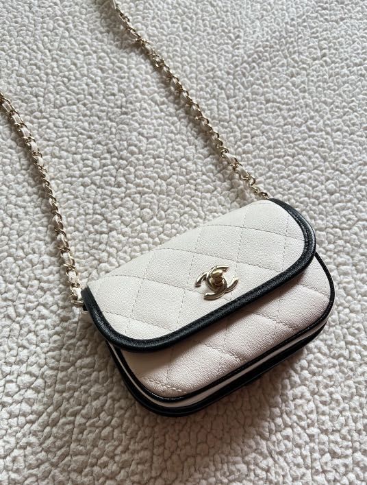 Chanel CC Messenger Bag in White, Luxury, Bags & Wallets on Carousell
