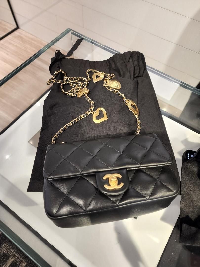 chanel mini flap bag heart chain