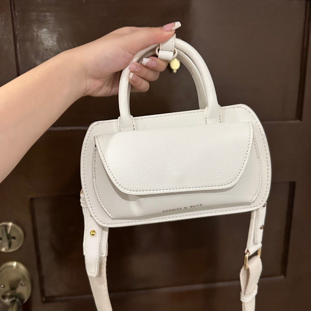 Charles and Keith White Sling Bag Crossbody