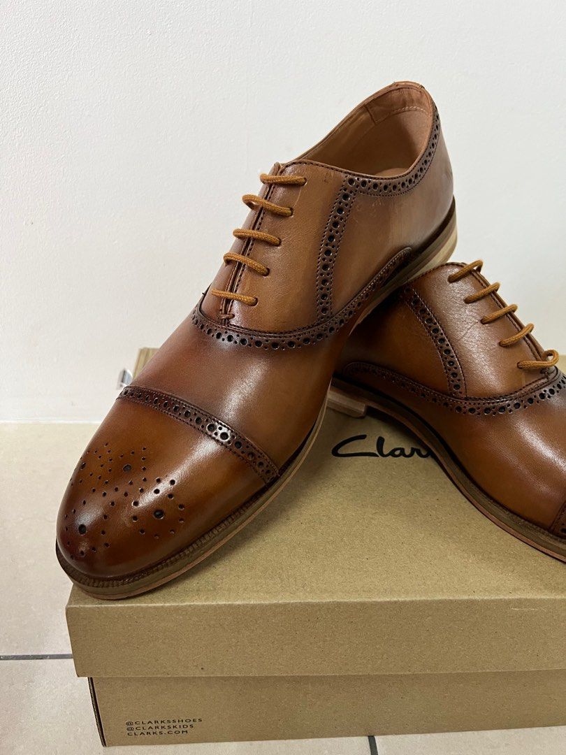 CLARKS OLIVER LIMIT TAN LEATHER SHOES Men s Fashion Footwear