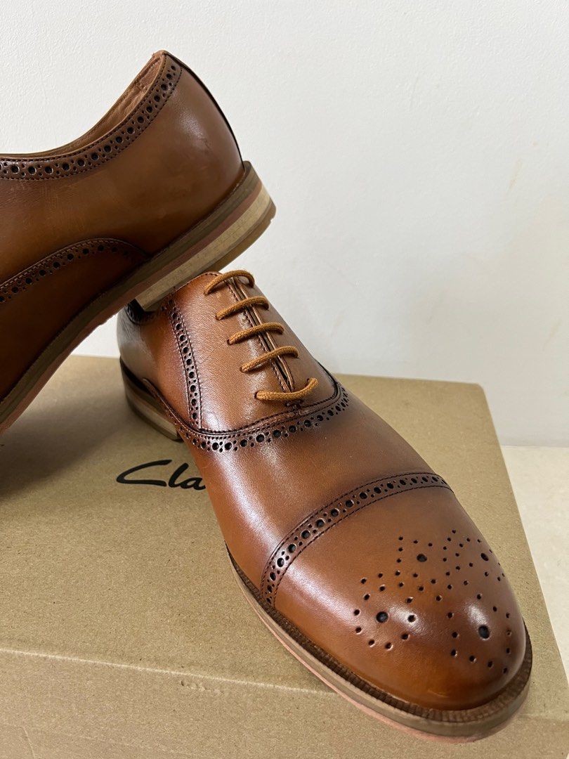 CLARKS OLIVER LIMIT TAN LEATHER SHOES Men s Fashion Footwear