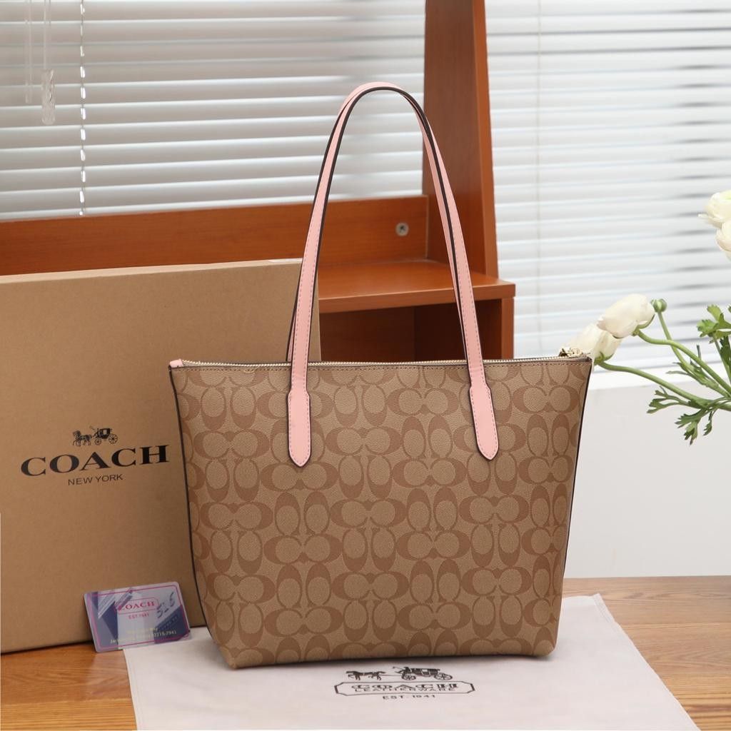 Pink coach sales tote handbag