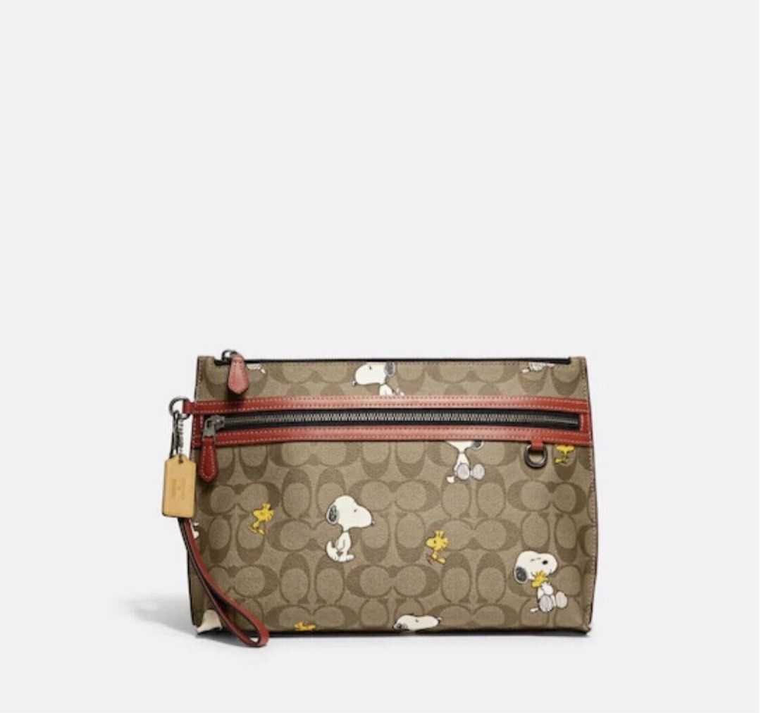 Coach X Peanuts Carry All Pouch In Signature Canvas With Snoopy ...