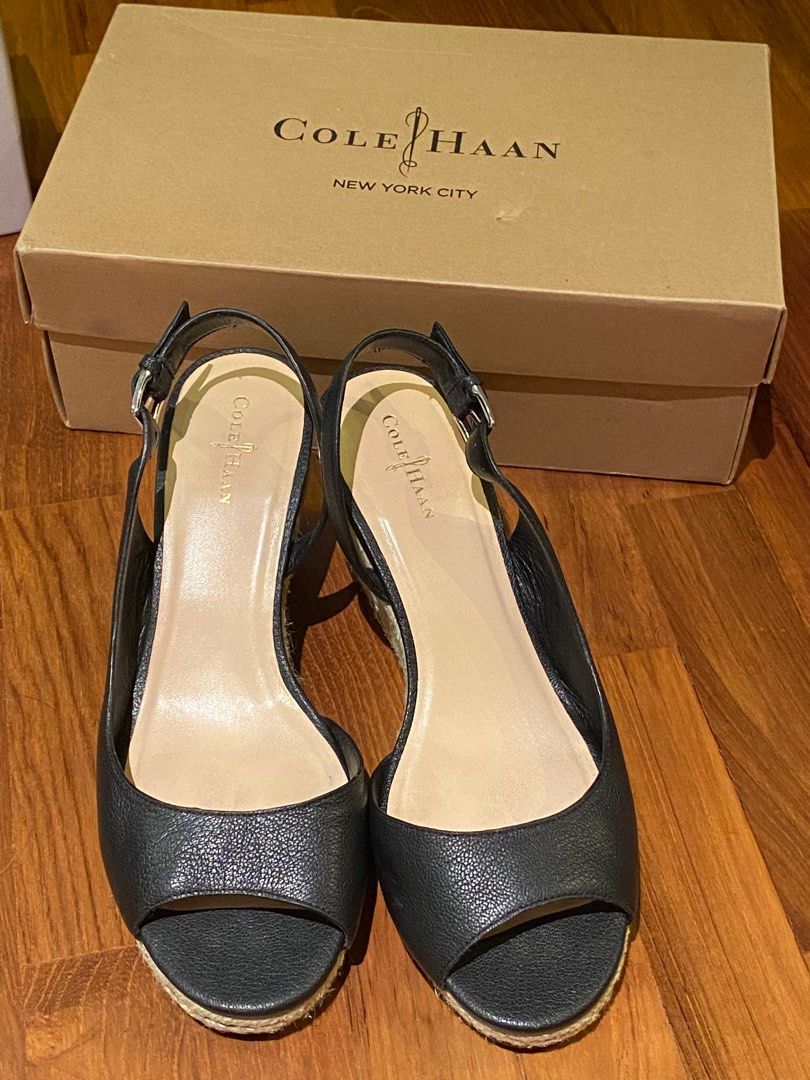 Cole Haan x Nike Air collection Open toe Wedges Black Leather US