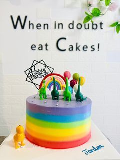 6inch Colourful rainbow dinosaur cake