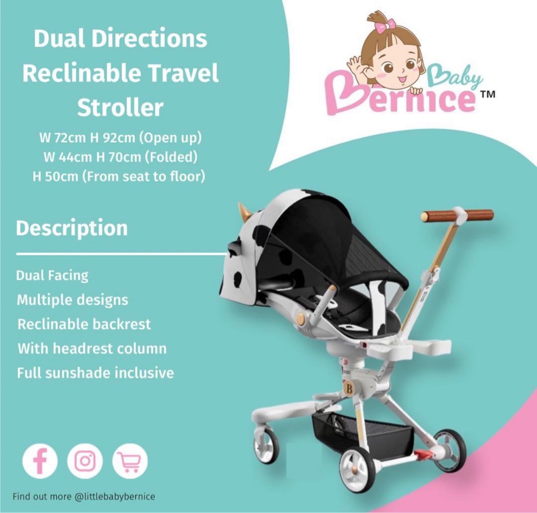 Dual direction reclinable travel stroller, Babies & Kids, Going Out