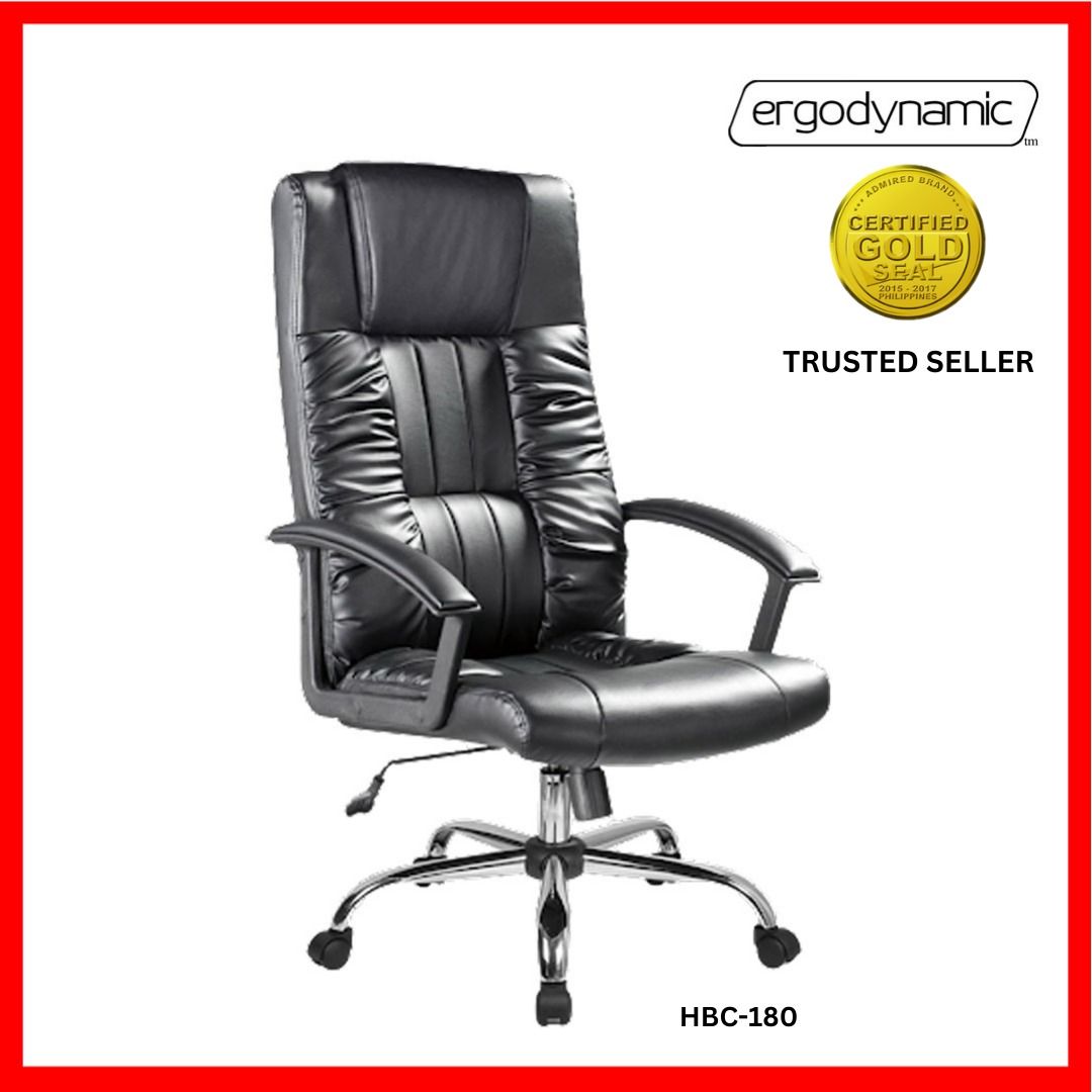 Ergodynamic HBC180 Faux Leather High Back Chair, Executive Chair