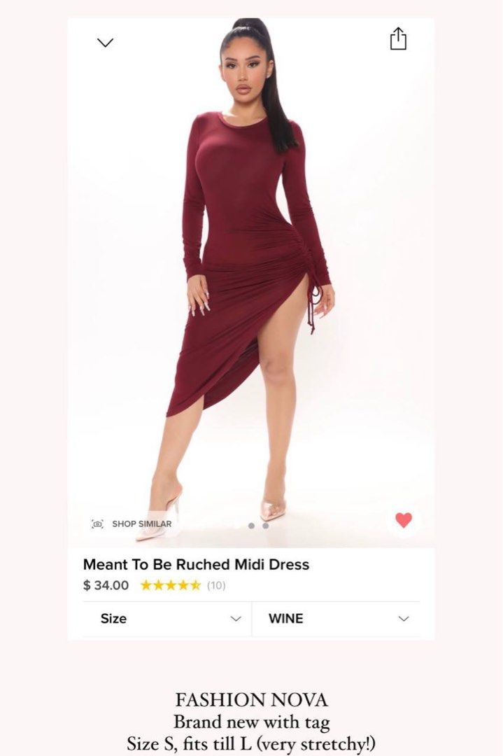 FASHION NOVA Ruched Dress Maroon Women s Fashion Dresses Sets Dresses on Carousell