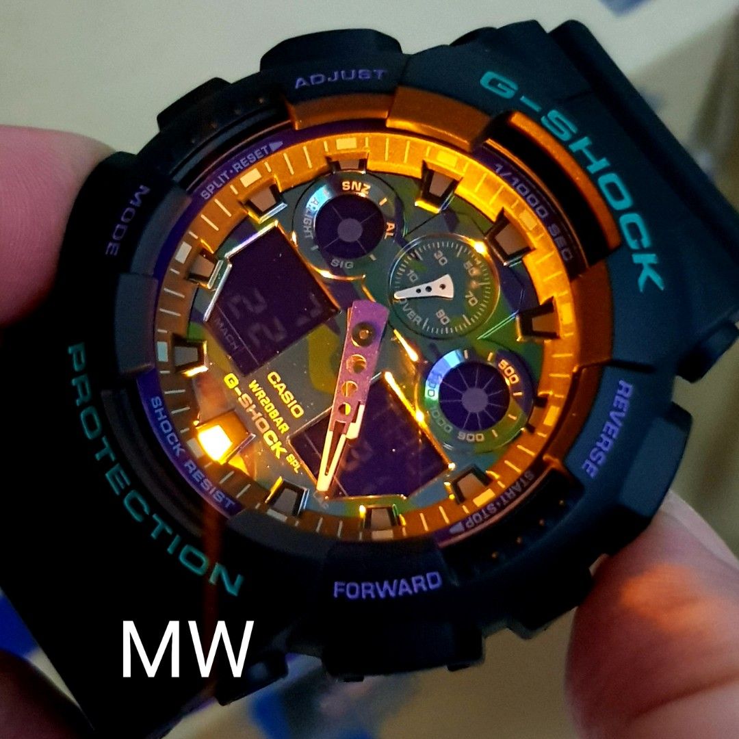 Genuine Casio Men G-Shock neon-like purple retro sports themed watch ...