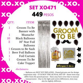 Groom to Be Party Set Black Balloons Foil Curtain Star Beer Balloon Cake Topper Mustache