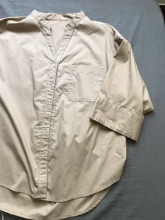 GU 卡其短袖中山領襯衫