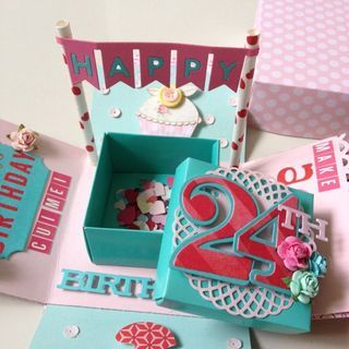 Happy 24 birthday explosion interactive box card
