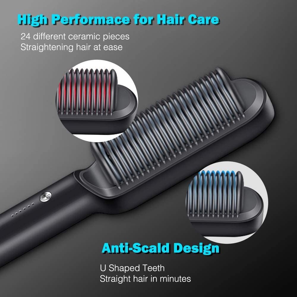 Heated Straightening Brush CNXUS Smoothing Hair Brush Anti Scald 30s Fast Heating Ceramic PTC Hitch 5 Levels Adjustable Heat Portable Electric Smoothing Brush Beauty Personal Care Hair on Carousell