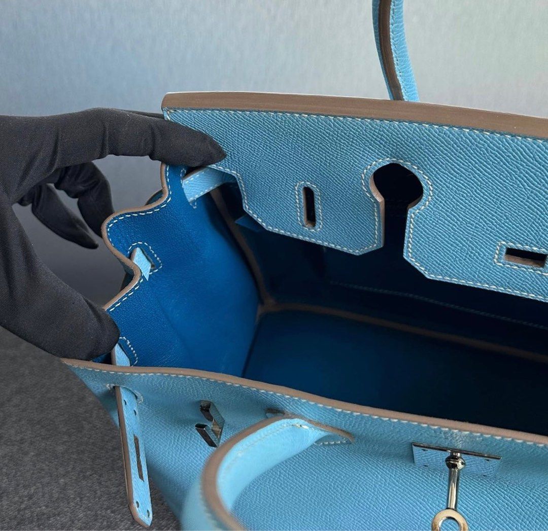 Birkin 30 Blue Celeste Epsom Leather Bag – Soho Parì