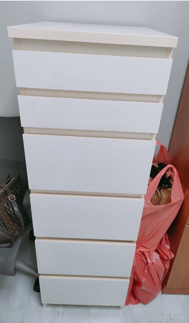 Malm chest of 6 drawers white mirror glass sale
