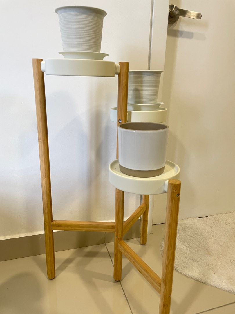 Ikea Satsumas plant stand & 3 pots, Furniture & Home Living, Gardening