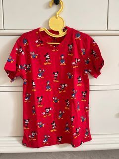 Kaos anak mickey shirt merah full print size 6-12 yo