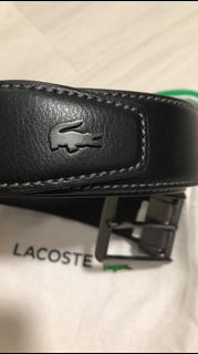 Lacoste Men's Engraved Buckle Leather Belt