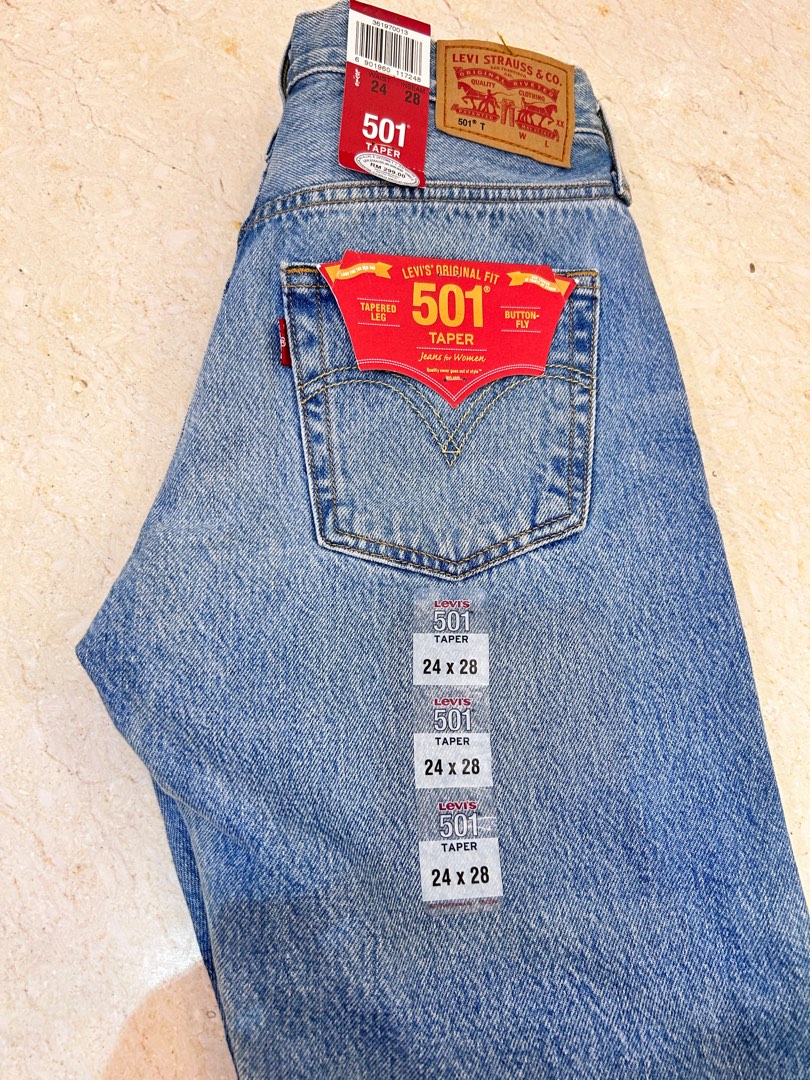 Levi's 501 Tapered Leg Button-Fly 24x28, Women's Fashion, Bottoms, Jeans &  Leggings on Carousell