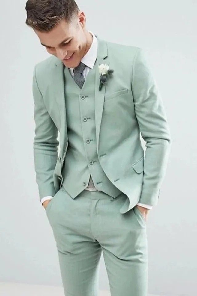 Light Green men suit green suit men wedding groomsmen 2pc/3pc, Men's