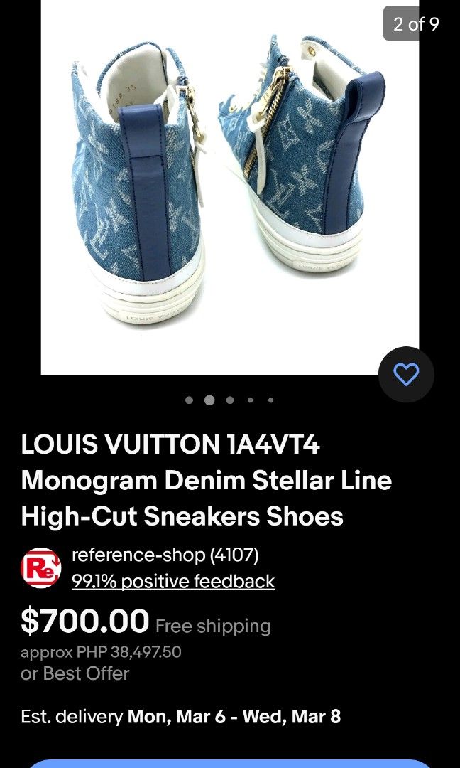 LOUIS VUITTON 1A4VT4 Monogram Denim Stellar Line High-Cut Sneakers Shoes