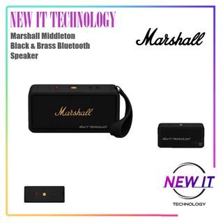 Marshall Middleton Black & Brass Bluetooth Speaker Built-In Battery Play Time 20+ hours 60W (1 Year Warranty) (1006034)