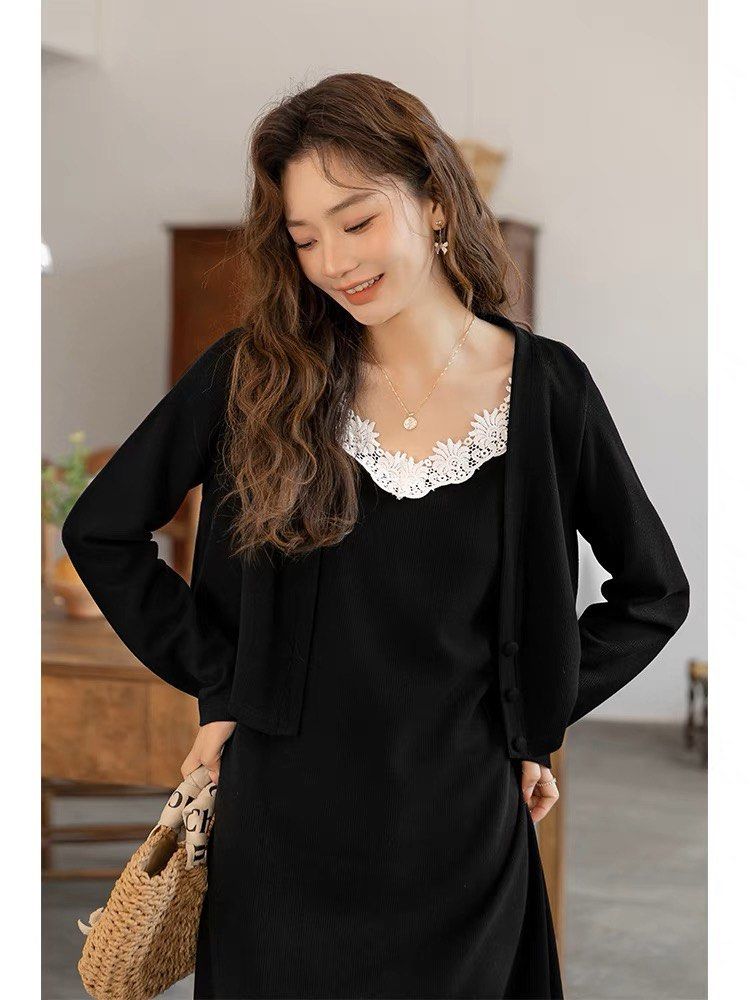 Marumi 2pc Spaghetti Strap Dress and Cardigan Set L 3XL Women s