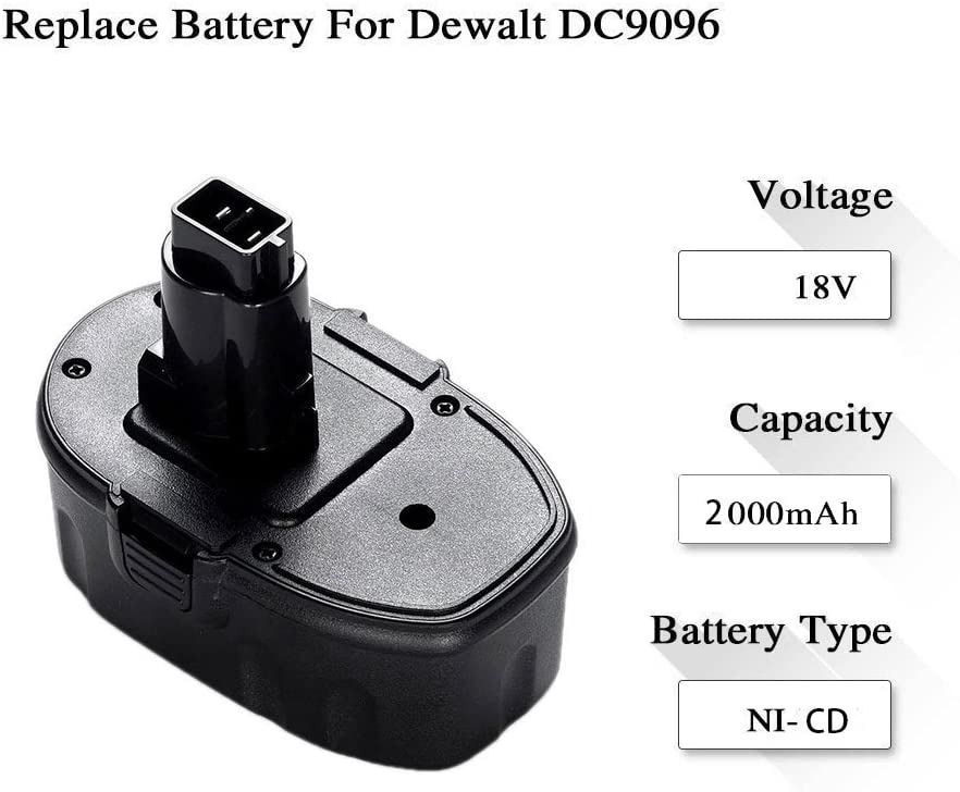Masione 18V 2.0Ah Ni CD Battery for Dewalt DE9098 DC9096 DE9039 DE9095 DE9096 DW9096 DW9095 DW9098 DE9503