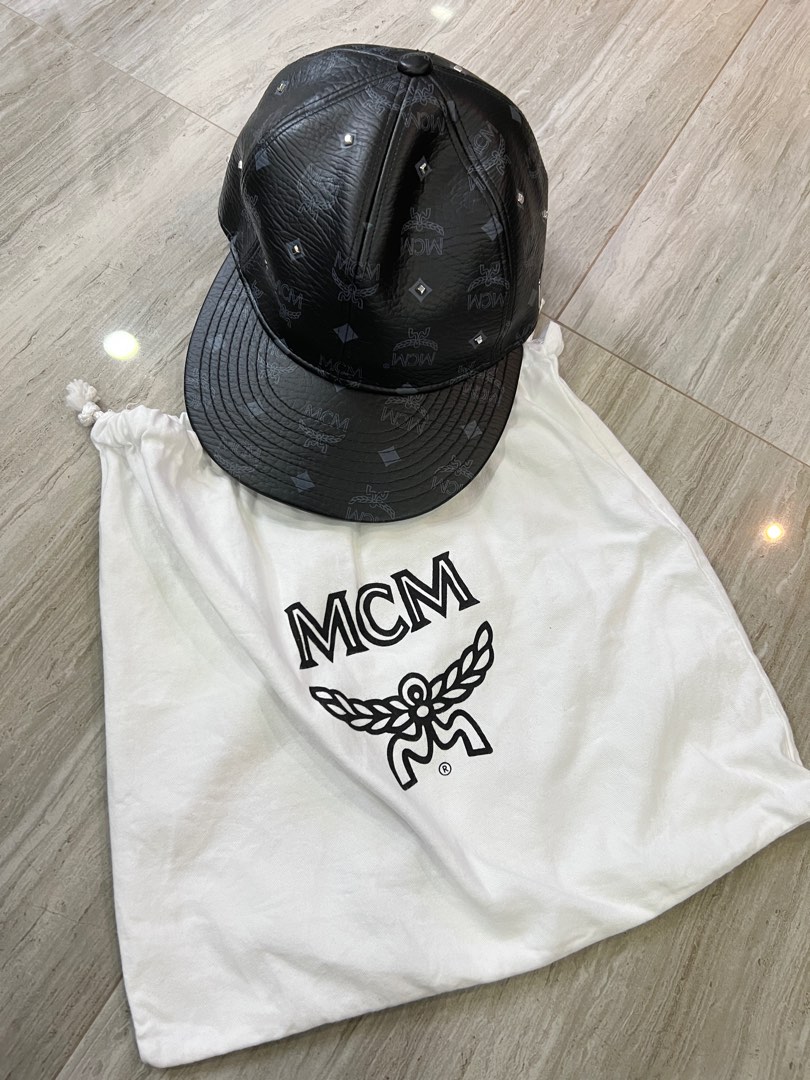 MCM Studded Leather Cap, Luxury, Accessories on Carousell