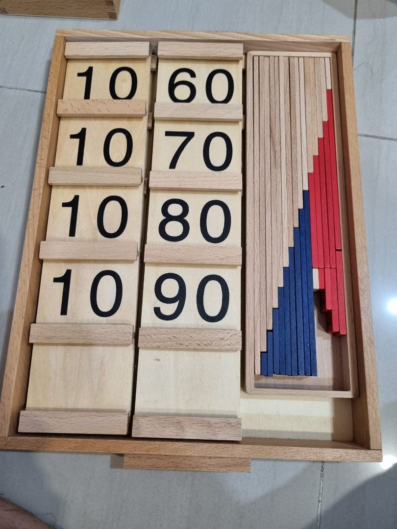 Montessori Mathematics Materials En Beads Set W/ Wood Trays N Mat Bank