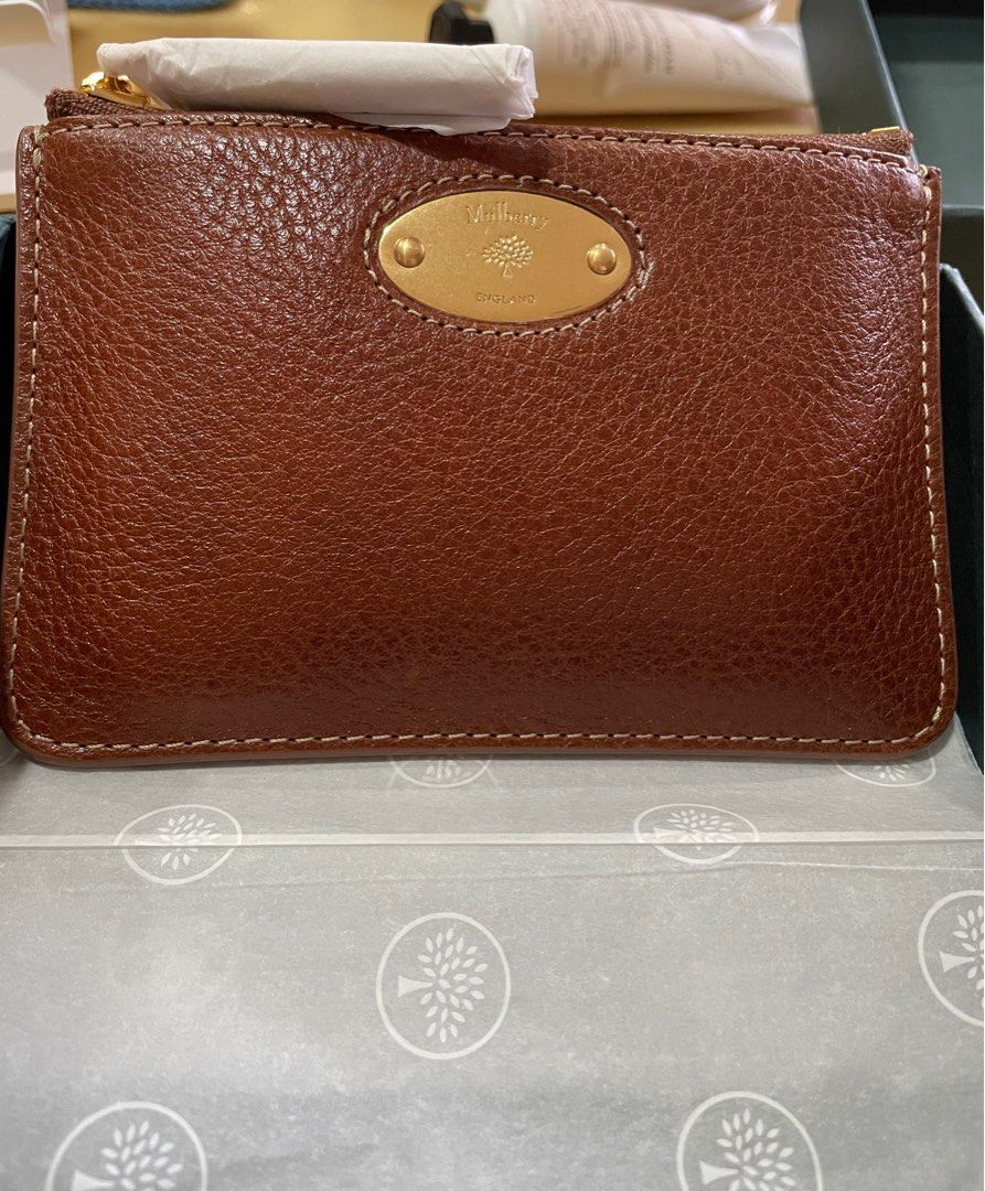 Mulberry Plaque Small Zip Coin Pouch in Brown