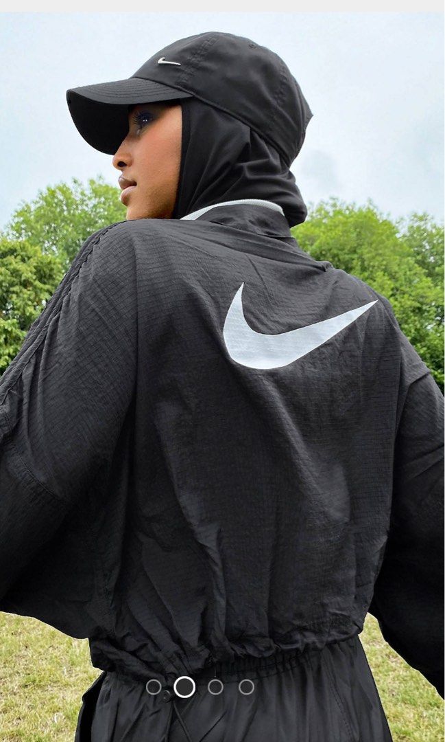 Nike ruched sleeve shop swoosh zip jacket